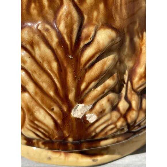 Rare Antique Bennington Rockingham Dog Handle Hunt Scene Pitcher Yellow ware - Picture 9 of 16